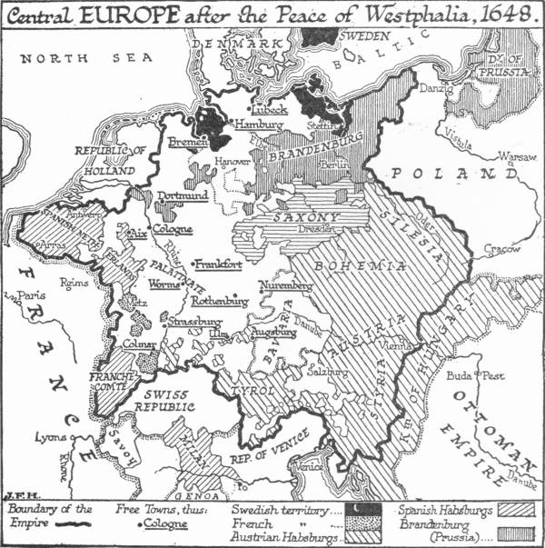 Map: Central Europe after the Peace of Westphalia, 1648
