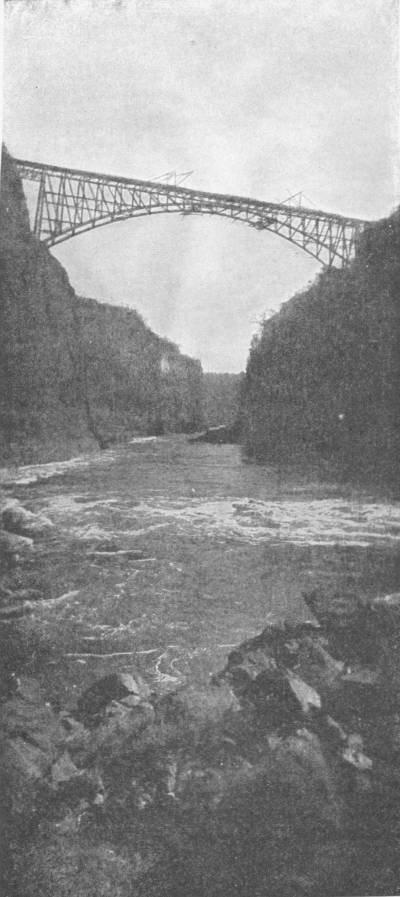 RAILWAY BRIDGE OVER THE GORGE, VICTORIA FALLS, OF THE ZAMBESI, SOUTHERN RHODESIA